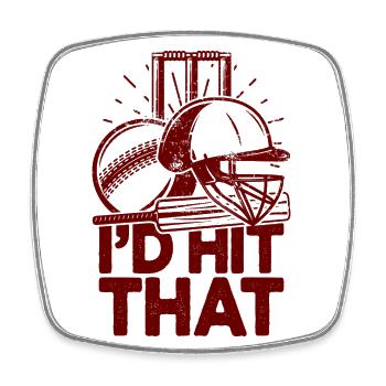 Ich würde diesen Cricketspieler lustigen Cricketspieler treffen - Viereckiger Kühlschrankmagnet - Weiß - Vorne
