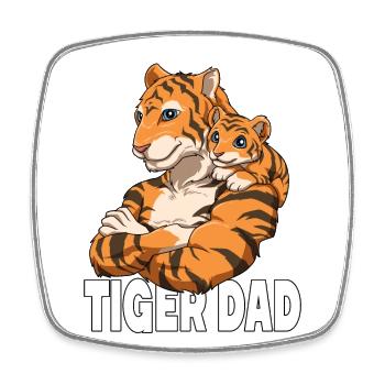 Tiger Dad Tiger Papa und Baby Papa Vatertag - Viereckiger Kühlschrankmagnet - Weiß - Vorne