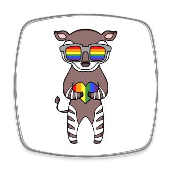 LGBT Tier Okapi Regenbogen - Viereckiger Kühlschrankmagnet - Weiß - Vorne