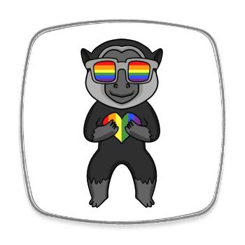LGBT Tier Affe Gibbon Regenbogen - Viereckiger Kühlschrankmagnet - Weiß - Vorne