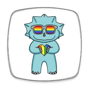 LGBT Tier Dinosaurier Regenbogen Herz - Viereckiger Kühlschrankmagnet - Weiß - Vorne