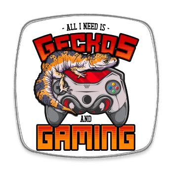 Leopardgecko & Gaming Eidechse Videospiel Reptil - Viereckiger Kühlschrankmagnet - Weiß - Vorne