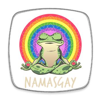Yoga Frosch meditiert im Lotossitz Gay Pride LGBT - Viereckiger Kühlschrankmagnet - Weiß - Vorne