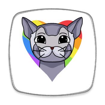 LGBT Katze Britisch Kurzhaar Regenbogen - Viereckiger Kühlschrankmagnet - Weiß - Vorne