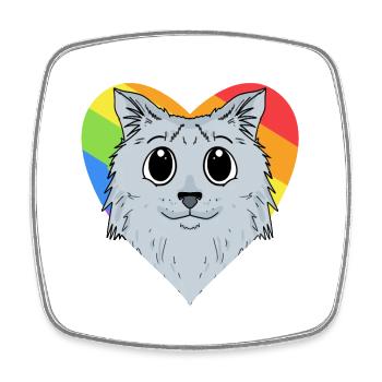 LGBT Katze Sibirische Katze Regenbogen - Viereckiger Kühlschrankmagnet - Weiß - Vorne