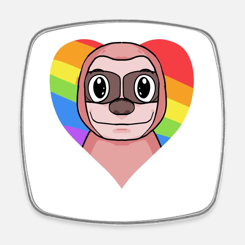 LGBT Animal Sloth Rainbow - Square fridge magnet - white