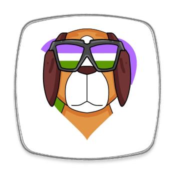 Genderqueer Lgbt Dog St. Bernard - Square fridge magnet - white - Front