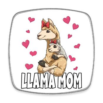 Lama Mama Muttertag Mom Mutter Alpaka - Viereckiger Kühlschrankmagnet - Weiß - Vorne