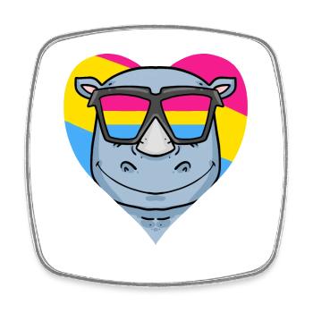 Pansexual Rhino Gift - Square fridge magnet - white - Front
