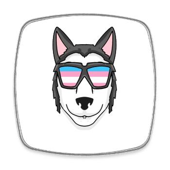 Transgenre Transsexuel Sibérien Husky Dog - Magnet carré - blanc - Devant