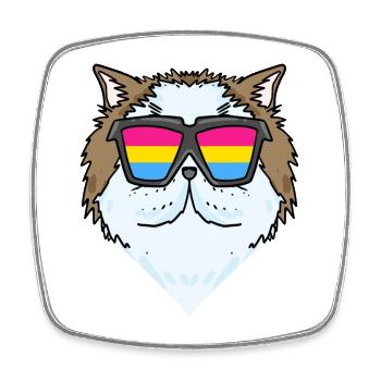 Pansexuell Perserkatze - Katze mit Brille - Viereckiger Kühlschrankmagnet - Weiß - Vorne