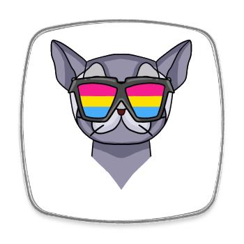 Pansexuell Britisch Kurzhaar - Katze mit Brille - Viereckiger Kühlschrankmagnet - Weiß - Vorne
