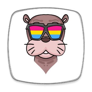 Pansexual Sea Lion - Sea Lion with Glasses - Square fridge magnet - white - Front
