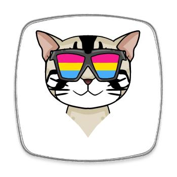 Pansexuell American Shorthair - Katze mit Brille - Viereckiger Kühlschrankmagnet - Weiß - Vorne
