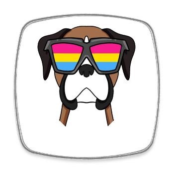 Pansexuell Deutscher Boxer Hund - Hund mit Brille - Viereckiger Kühlschrankmagnet - Weiß - Vorne