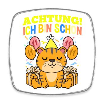 Achtung Ich Bin Schon 11 Geburtstag Tiger - Viereckiger Kühlschrankmagnet - Weiß - Vorne