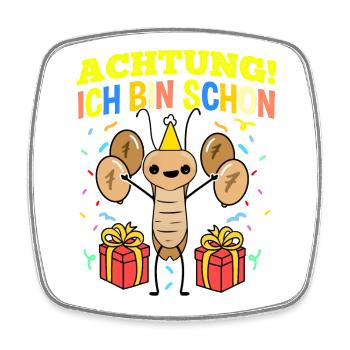 Achtung Ich Bin Schon 7 Geburtstag Kakerlake - Viereckiger Kühlschrankmagnet - Weiß - Vorne