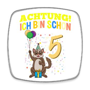 Achtung Ich Bin Schon 5 Tier Geburtstag Frettchen - Viereckiger Kühlschrankmagnet - Weiß - Vorne