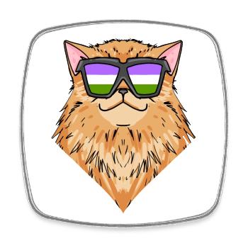 Genderqueer Lgbt Cat Persian Cat - Square fridge magnet - white - Front