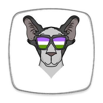 Genderqueer Lgbt Cat Oriental Shorthair - Square fridge magnet - white - Front