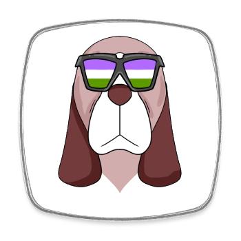 Genderqueer Lgbt Dog Basset Hound - Square fridge magnet - white - Front