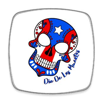 Sugar Skull Stolzer Puertoricaner - Viereckiger Kühlschrankmagnet - Weiß - Vorne