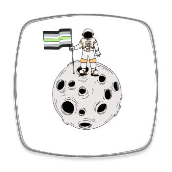 Astronaute Agender sur la lune Drapeau Agender - Magnet carré - blanc - Devant