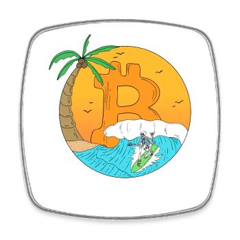 Skeleton Bitcoin Summer Stock Market Trader - Square fridge magnet - white - Front