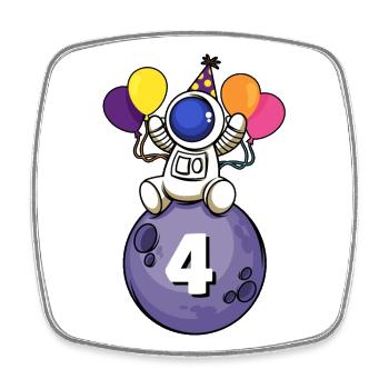 4 Jahre alt Weltraum Geburtstag 4. - Viereckiger Kühlschrankmagnet - Weiß - Vorne