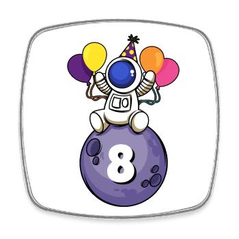 8 years old space birthday 8th birthday - Square fridge magnet - white - Front
