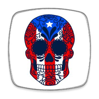 Dia De Los Muertos Crâne de sucre portoricain - Magnet carré - blanc - Devant