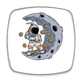 Astronaut mines BTC stock market - Square fridge magnet - white - Front