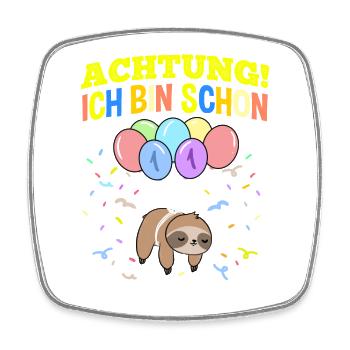 Achtung Ich Bin Schon 1 Geburtstag Faultier - Viereckiger Kühlschrankmagnet - Weiß - Vorne