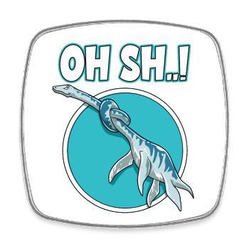 Dino Knoten Elasmosaurus Verknotet - Viereckiger Kühlschrankmagnet - Weiß - Vorne
