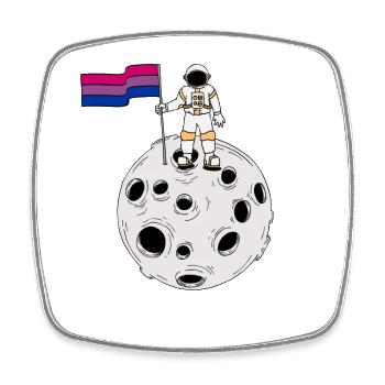 Bisexual astronaut on the moon Bi Pride flag - Square fridge magnet - white - Front