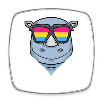 Pansexuell Nashorn - Nashorn mit Brille - Viereckiger Kühlschrankmagnet - Weiß - Vorne