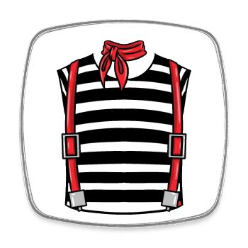 French Pantomime Costume Halloween - Square fridge magnet - white - Front