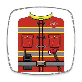 Costume d’Halloween de pompier - Magnet carré - blanc - Devant