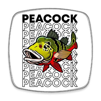 Peacock Bass 80's Monster Fish Keeper - Magnet carré - blanc - Devant