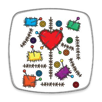 Voodoo Doll Costume Halloween - Square fridge magnet - white - Front