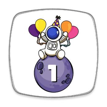 1 Jahre alt Weltraum Geburtstag 1. Geburtstag - Viereckiger Kühlschrankmagnet - Weiß - Vorne