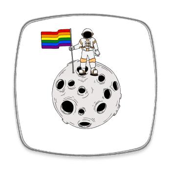 Gay Astronaut LGBT Gay Pride Flag - Square fridge magnet - white - Front