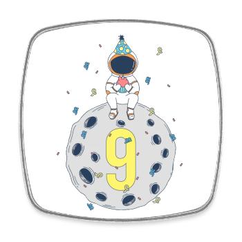 9th Birthday Space Birthday Party - Square fridge magnet - white - Front
