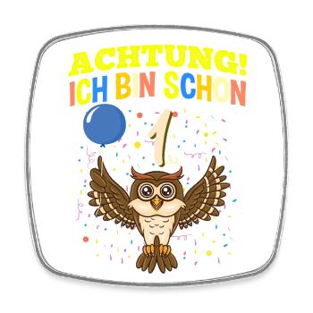 Achtung Ich Bin Schon 1 Safari Geburtstag Eule - Viereckiger Kühlschrankmagnet - Weiß - Vorne