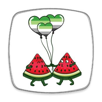 Paire de pastèque Aromantic Pride - Magnet carré - blanc - Devant