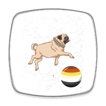 Mops im Weltraum Gay Bear Pride - Viereckiger Kühlschrankmagnet - Weiß - Vorne