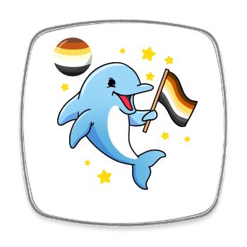 Delfin im Weltraum Gay Bear Pride - Viereckiger Kühlschrankmagnet - Weiß - Vorne
