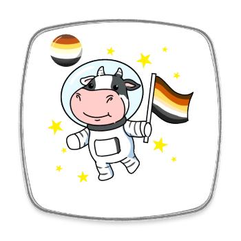Kuh Astronaut Gay Bear Pride - Viereckiger Kühlschrankmagnet - Weiß - Vorne