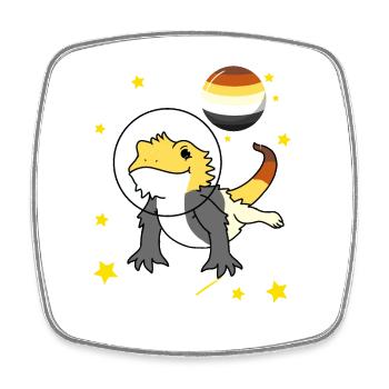 Bartagame im Weltraum Gay Bear - Viereckiger Kühlschrankmagnet - Weiß - Vorne