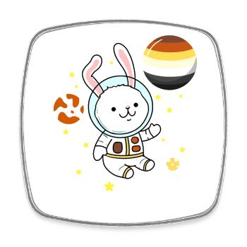 Hase im Weltraum Gay Bear Pride - Viereckiger Kühlschrankmagnet - Weiß - Vorne